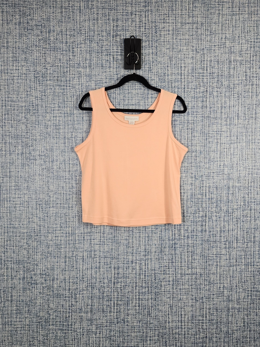 Real Comfort Peach Pastel Tank Top Size Large 100% Cotton Scoop Neck